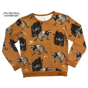 Walkiddy Sz 134 (9Y) Brown Curious Raccoon Sweatshirt